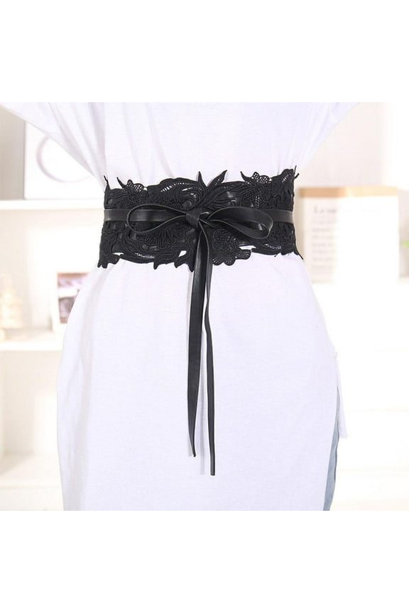 Fashion Lace Belt Waist Band Obi Style Women Bow Tie Waistband Belt for Dress , D