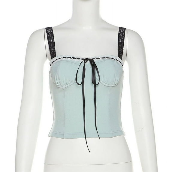 Fashion Lace Sexy Bandage Off Shoulder Camis Tops Vest Women Summer Slip Skinny Backless Chic Cropped Top Clothes