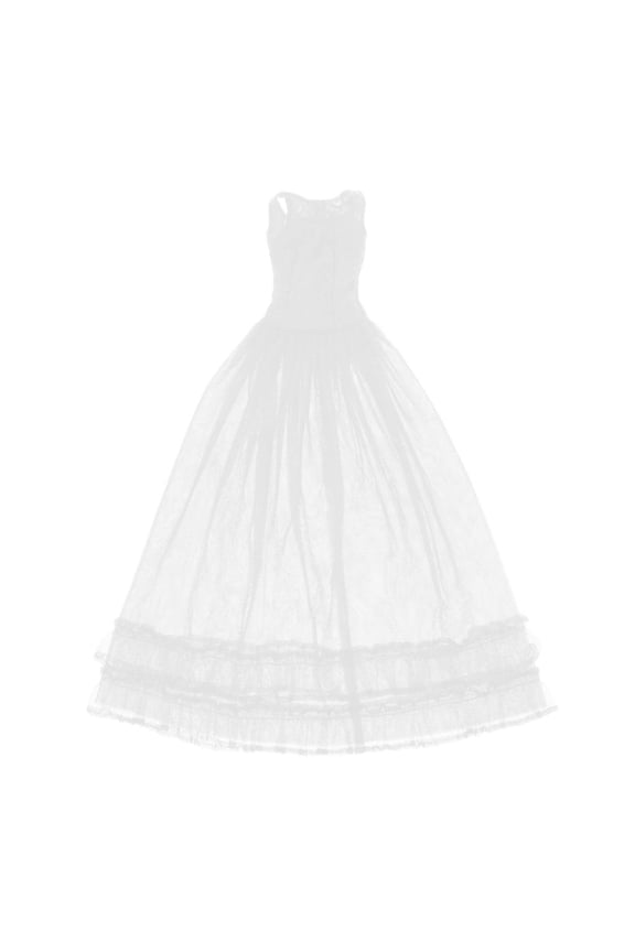 Fashion Lace Tulle Sleevesless Dress Party Evening Dance Gown /3 BJD Dolls and Other Sized Girls Dolls - White