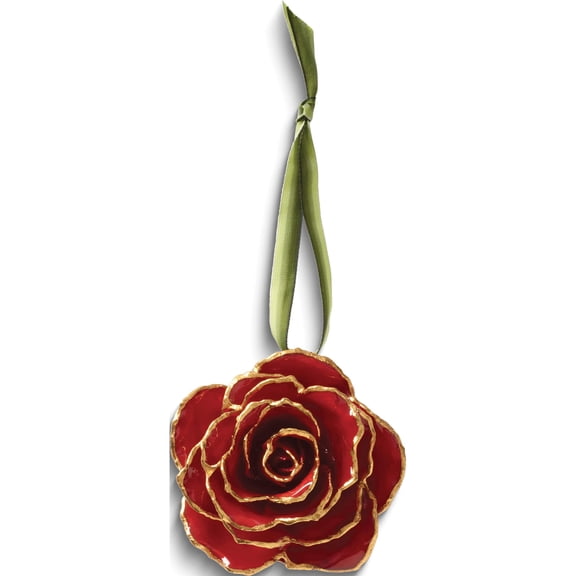 Fashion Lacquer Dipped 24K Gold Trim Red Decorative Rose (92 X 97) Made In Thailand gm3913