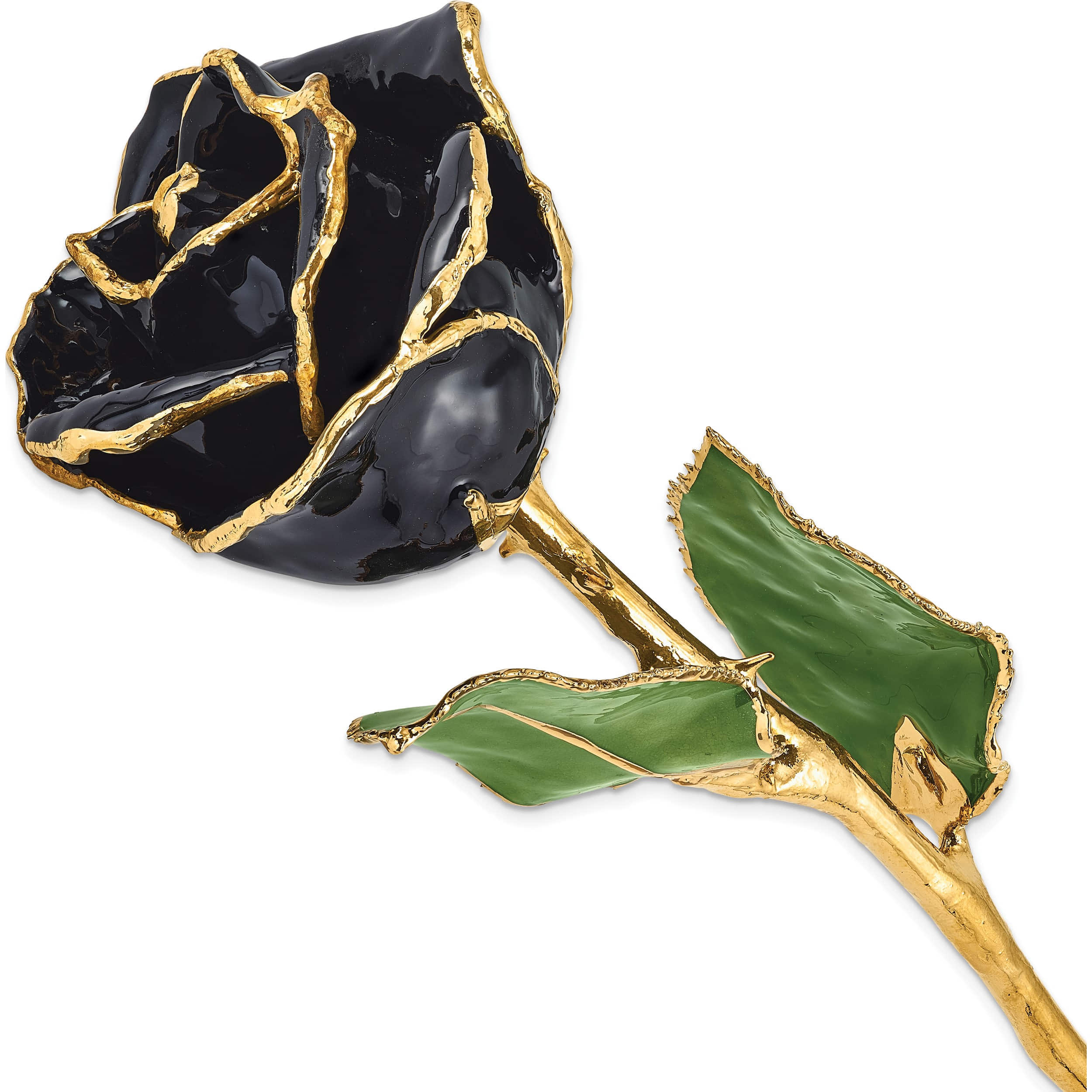 Fashion Lacquer Dipped Gold Trim Black Rose (280 X 57) Made In Thailand gp9346