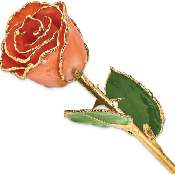 Fashion Lacquer Dipped Gold Trim Orange Rose (277 X 56) Made In Thailand gp9347