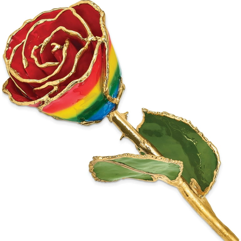 Lacquer Dipped 24k Gold Trim Rainbow Rose Lacquer Dipped 24k Gold Trim Rainbow Rose