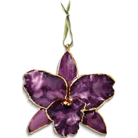 Fashion Lacquer Dipped Purple Cattleya Orchid Ornament (3.75 X 3.75) Made In Thailand gm8312