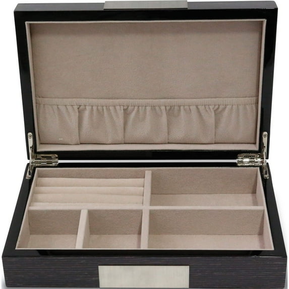 Fashion Lacquered Grey Finish With Metal Accent Wooden Valet Jewelry Box (9.75 X 6.25) Made In China gm13301