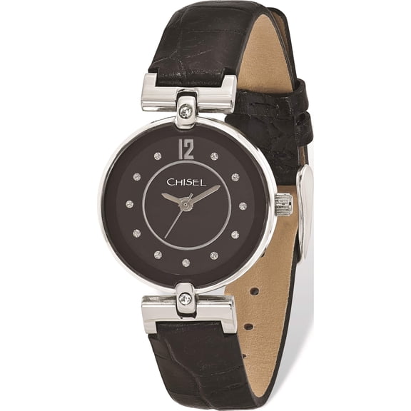 Fashion Ladies Chisel Black Dial Leather Watch (8 X 1.1) Made In China tpw106