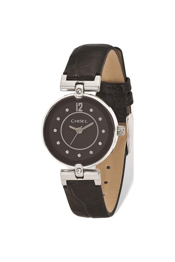 Fashion Ladies Chisel Black Dial Leather Watch (8 X 1.1) Made In China tpw106