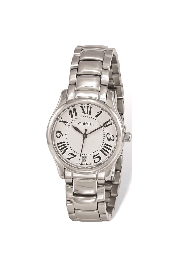 Fashion Ladies Chisel Stainless Steel White Dial Watch (7.5 X 1.25) Made In China tpw114