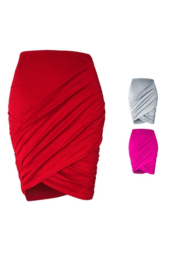 Fashion Ladies Pleated High Waist Solid Casual Slim Base Skirt with Elegant Flared Hemline for Work Daily Wear