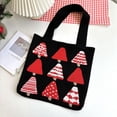 thumbnail image 1 of Fashion Large Capacity Polyester Reusable Shoulder Bags Handmade Knit Handbag Christmas Pine Handbag Christmas Handbag BLACK, 1 of 8