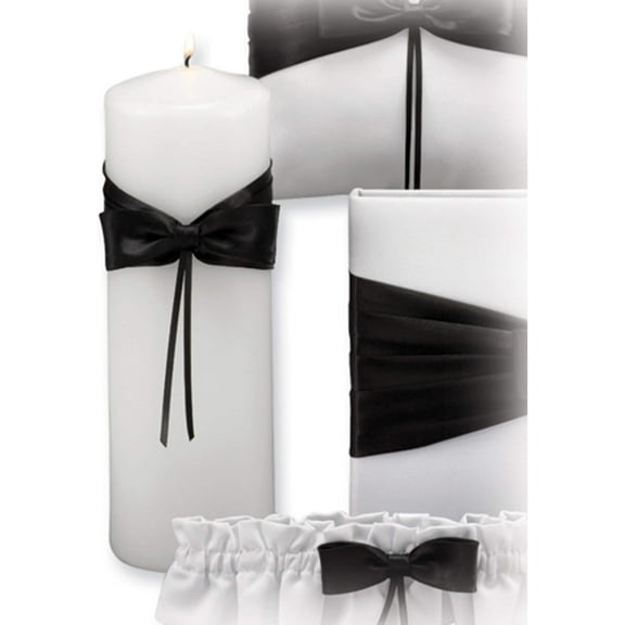 Fashion Lasting Radiance White With Black Satin Ribbon Unity Candle Made In China gm6506