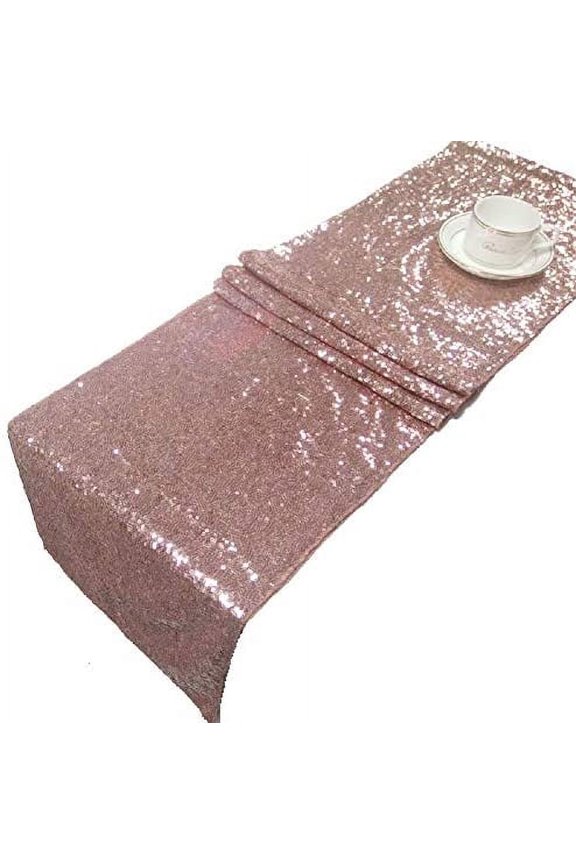 Sequin Sparkling Glitz Table Runner (Rose Gold 12" x 108", 1)