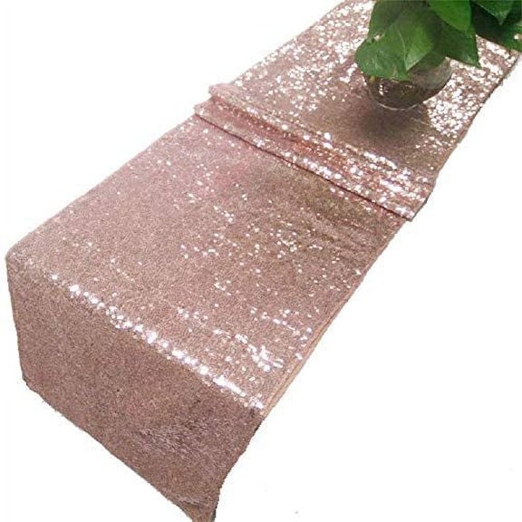 Fashion Latitude Sequin Sparkling Glitz Table Runner (Rose Gold 12" x 108", 5)