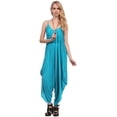 thumbnail image 1 of Fashion Latitude Women's Harem Baggy Loose Spaghetti Strap Boho Jumpsuit Overall Romper (Scuba Blue, Small), 1 of 1