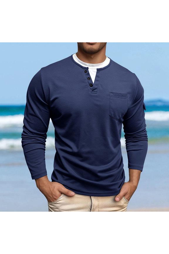Fashion Layered Collar Long Sleeve Thermal Undershirt for Men Comfortable Stretch Fit Casual Basic Top Workout Short Sleeve Tee Shirts for Men Beach Tops Casual Shirt