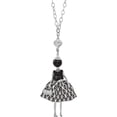 thumbnail image 1 of Fashion Le Amiche Silver-Tone Onyx Strass Crystal Black/White Doll Charmwith Chain (31 X 57) Made In Italy jdn120-31, 1 of 4