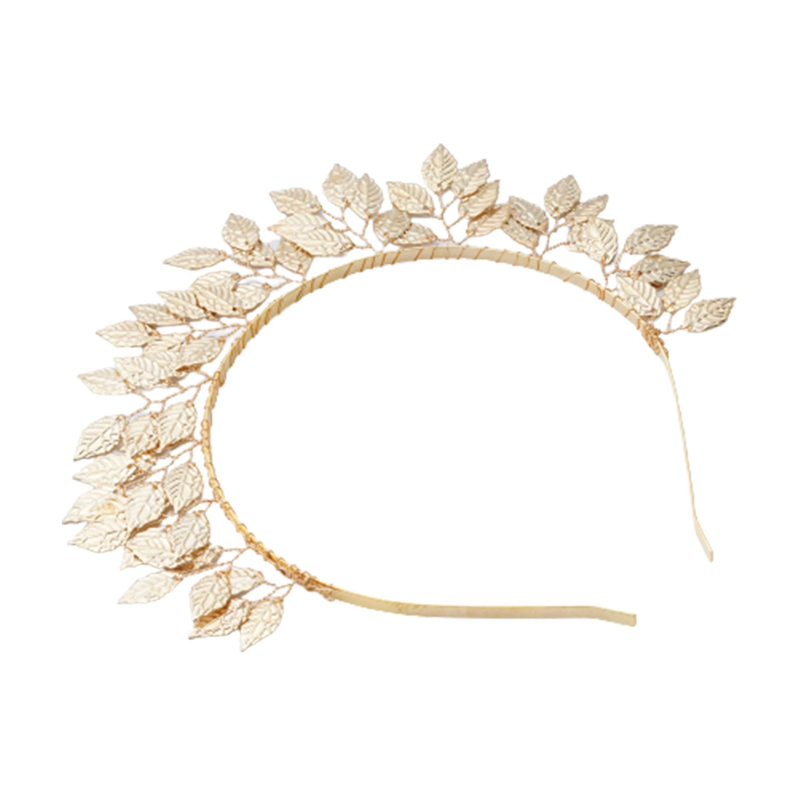 Women\'s Gold Handmade Rhinestone Bridesmaid Leaf Crystal Bridal Fashion Headband Veneto Gold Crystal Leaves Wedding Headband main image 2