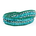 thumbnail image 1 of Fashion Leather Blue Zircon Quartz/Crystal Multi Wrap Brass Button Bracelet Made In Thailand bf2094, 1 of 4
