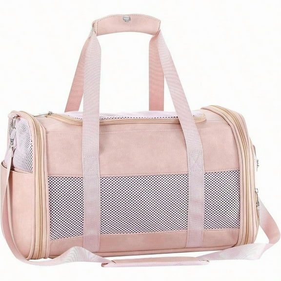 Fashion Leather Dog Carrier Airline Approved Cat Carrier Soft Sided Pet Bag Carrier Purse For Puppy Kitten Small Animals Pink