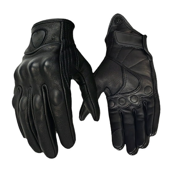 Fashion Leather Motorcycle Full Finger Gloves with Touch Screens Tips for Year Round Riding Protective Gears Four Season