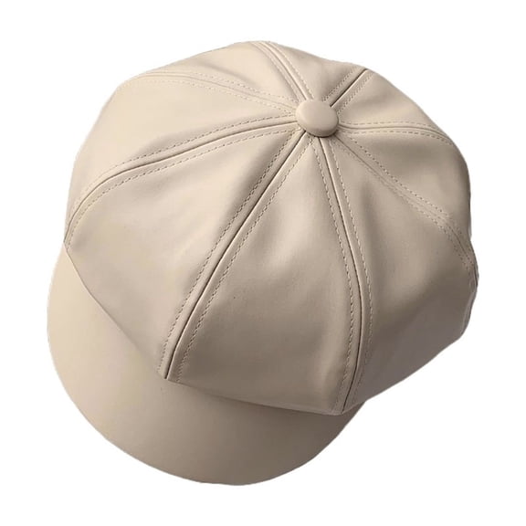 Fashion Leather Newsboy Cap Quality Artist PU Leather Female Korean Octagonal Cap Spring Winter Casual Beret Women Flat Hat ,Unique Design