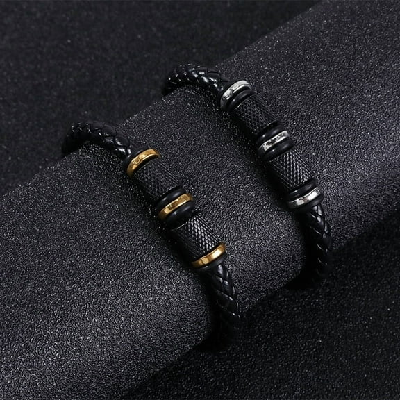 Fashion Leather Woven Magnetic Buckle Bracelet