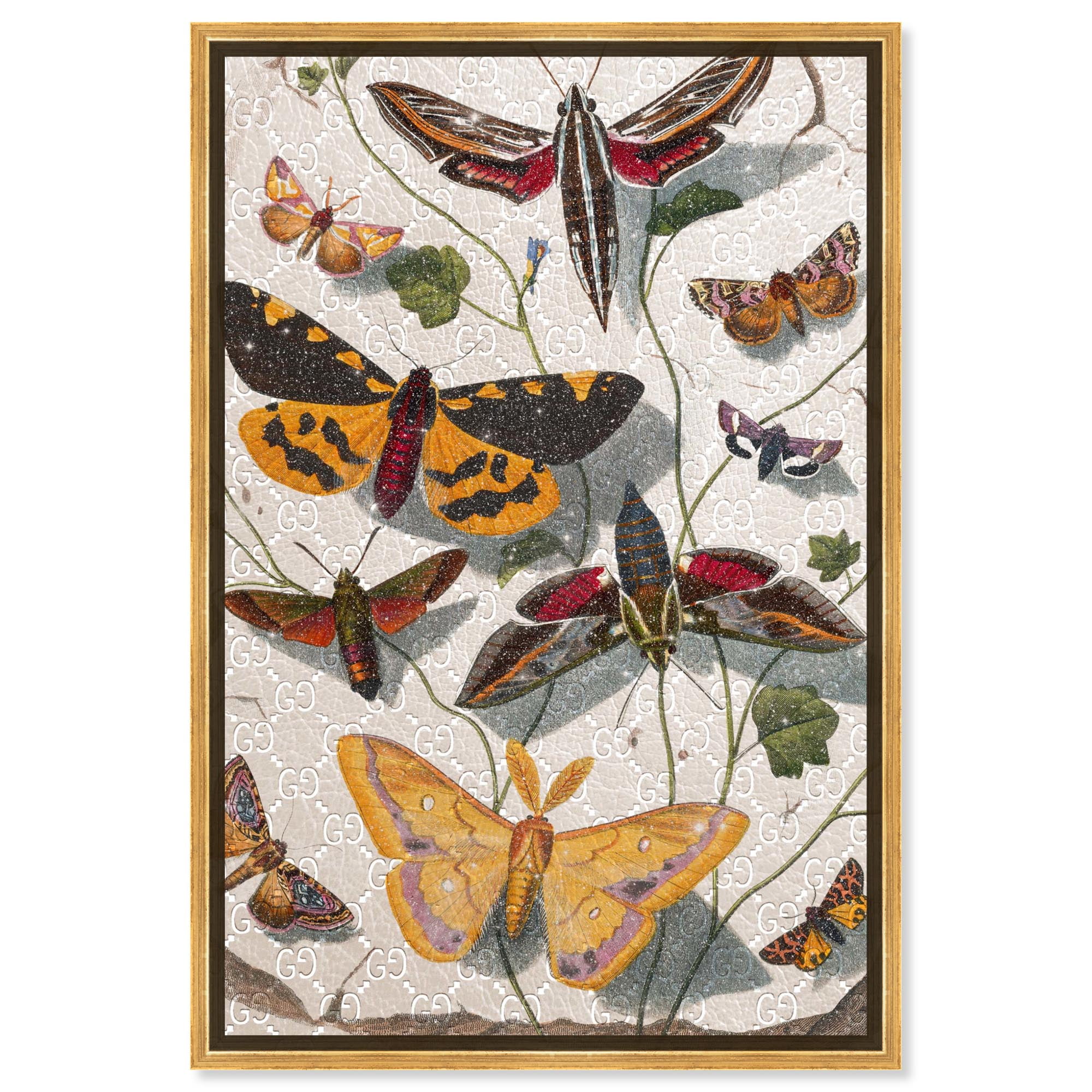 Handcrafted Gold Framed Butterfly Canvas Art Print, 16" x 24"