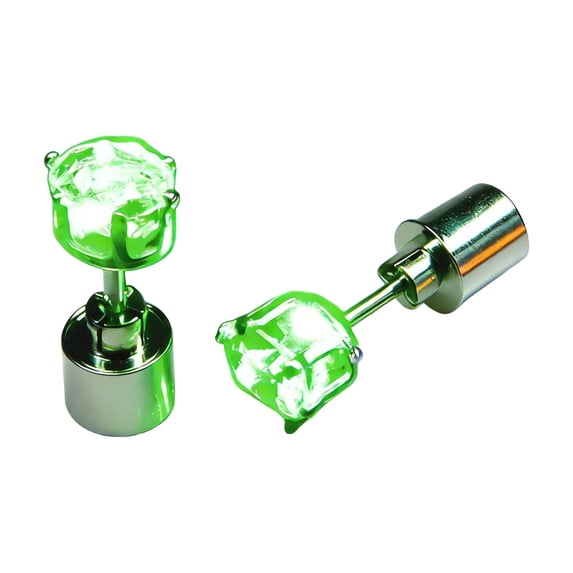 Fashion Led Earring Glowing Crystal Stainless Ear Drop Light Up Ear Stud Party Luminous Neon Men Women Couple Jewelry Gift Green