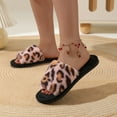 thumbnail image 1 of Fashion Leopard Faux Fur Home Slippers Women Autumn Winter Warm Plush Slides Woman Indoor Bedroom Soft Sole Fluffy Slippers (Pink,38-39), 1 of 6