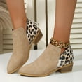 thumbnail image 1 of Fashion Leopard Print Boots Women Pointed Toe Chunky Heel Back Zipper Shoes, 1 of 7