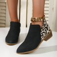 thumbnail image 1 of Fashion Leopard Print Boots Women Pointed Toe Chunky Heel Back Zipper Shoes, 1 of 8