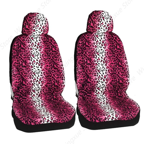Fashion Leopard Print Car Seat Covers Universal Auto Front Seat Protectors Fits for Most Car/Truck/Van/SUV
