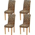 thumbnail image 1 of Fashion Leopard Print Chair Covers for Dining Room Stretch Dining Chair Cover Set of 4 Washable Kitchen Chair Slipcovers Removable Seat Protector for Kitchen Hotel Dinning Room, 1 of 6