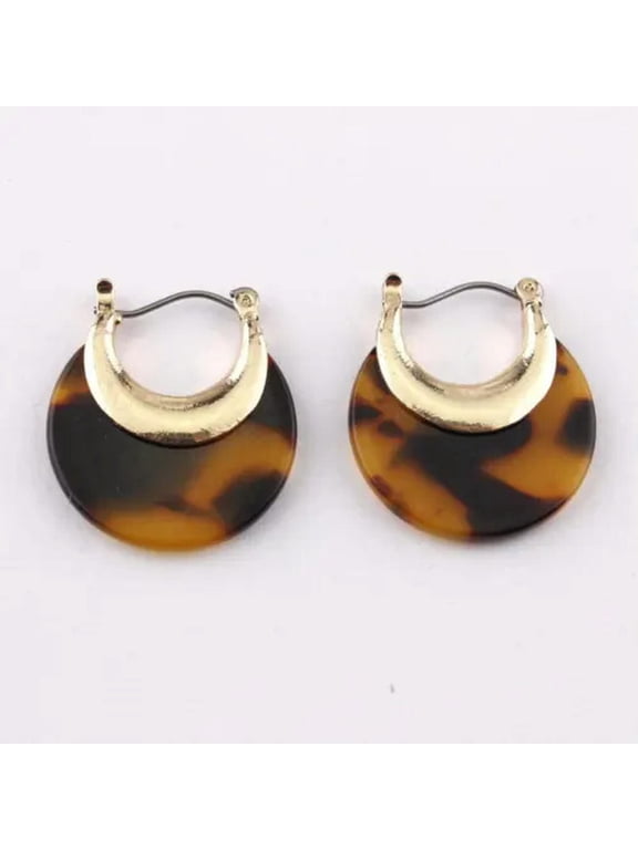 Fashion Leopard Resin Tortoise Half Moon Hoop Earrings or Women Boutique Jewelry