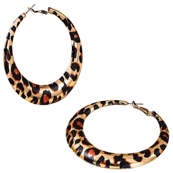 Fashion Leopards Print Ear Jewelry Stylish Circular Leopards Pattern Ear Studs Earrings for Gatherings