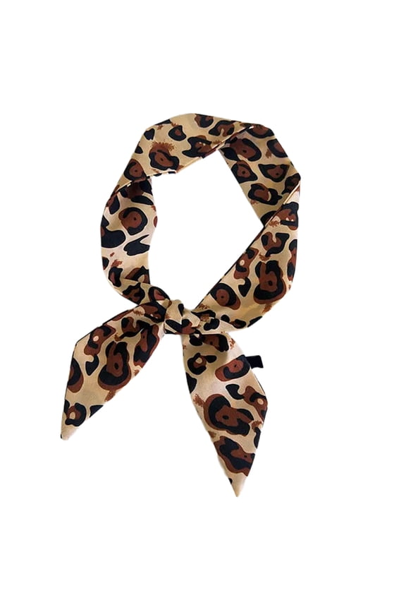 Fashion Leopards Print Skinny Silk Scarf Trendy Neck Wrap Scarf for Office, Casual Gatherings, or Business Meetings