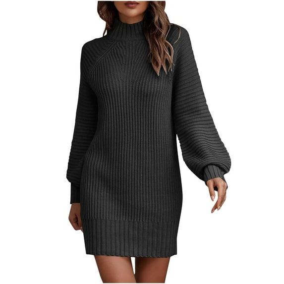Fashion Lindreshi Sweater Dress Fall Fashion Fashion Women Summer Casual Solid Dressround Neck Long Sleeve Loose Dress