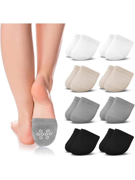 Fashion Liner Half Socks for Women Seamless Nylon Toe Topper Non-Slip 5-Pair (Women-5Pair, Neon) Non-Skid Half Seamless Socks