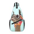 thumbnail image 1 of Fashion Llama With Cool Glasses Sling Bag Crossbody Chest Backpack For Women Men Casual Adjustable Shoulder Daypack For Hiking Travel, 1 of 6