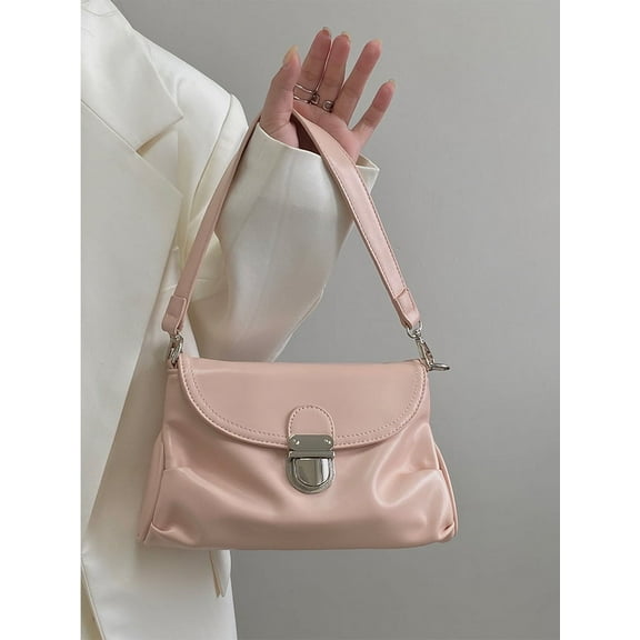 Fashion Lock Women's Shoulder Bag PU Leather Handbags for Ladies Solid Color Female Small Underarm Bags Portable Tote Purse