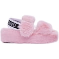 thumbnail image 1 of Fashion Long Fur Slides adjustable Black furry high heel slippers Sandals (7-8, Pink), 1 of 4