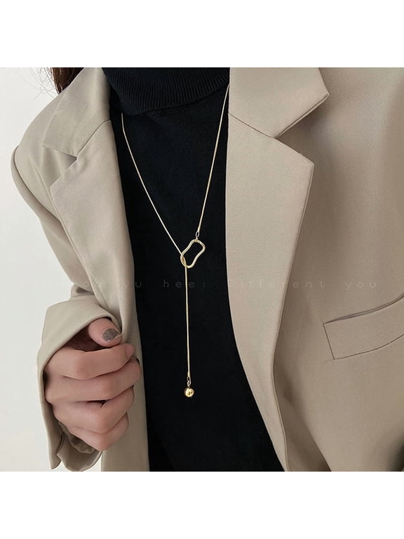 Fashion Long Pendant Necklaces For Women Simple Adjustable Clavicle Chain Light Luxury Sweater Chain Jewelry Accessories Gifts