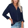 thumbnail image 1 of Fashion Long Sleeve Shirt for Womens Button Down Blouse Loose Fit Casual V-Neck Tops Solid Color Tunic Blouses, 1 of 5