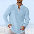 thumbnail image 1 of Fashion Long Sleeve Shirts for Mens Oversize And Linen Solid Color Long-sleeved Lapel Top/shirt Black Deal on Clearance!, 1 of 6