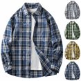 thumbnail image 1 of Fashion Long Sleeve Shirts for Mens Oversize Checkered Printed d Shirt Loose Oversized d Lapel Top/shirt Black Deal on Clearance!, 1 of 6