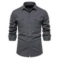 thumbnail image 1 of Fashion Long Sleeve Shirts for Mens Oversize Solid Color Shirt d Lapel Pocket Casual Bottom Shirt Cardigan Shirt Top Blouse Black Deal on Clearance!, 1 of 4
