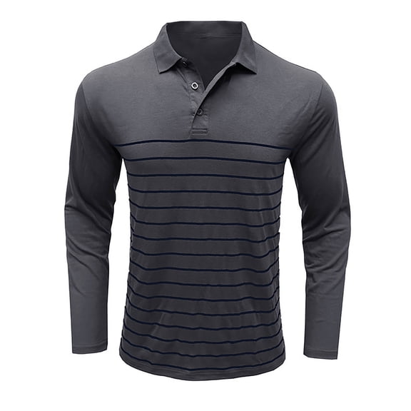 Fashion Long Sleeve Shirts for Mens Plus Size d Button Striped Printed Lapel Top Save to 65% Off!