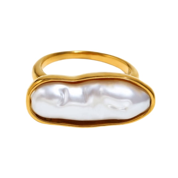Fashion Long Strips Pearls Rings Statement Rings Stainless Steel Texture Perfect for Present and Special Occasions
