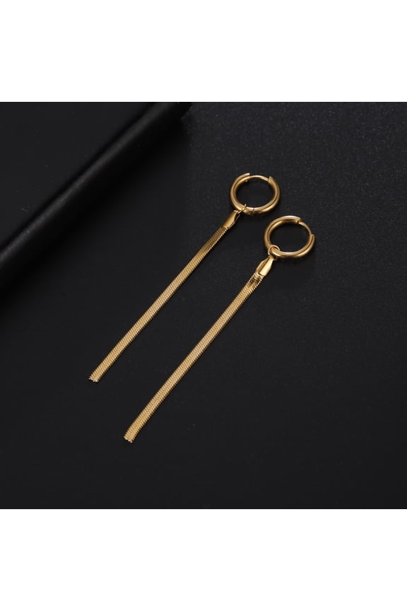 Fashion Long Tassel Earrings for Women 14K Yellow Gold Korean Drop Earrings Simple Geometric Wedding Jewelry Gifts