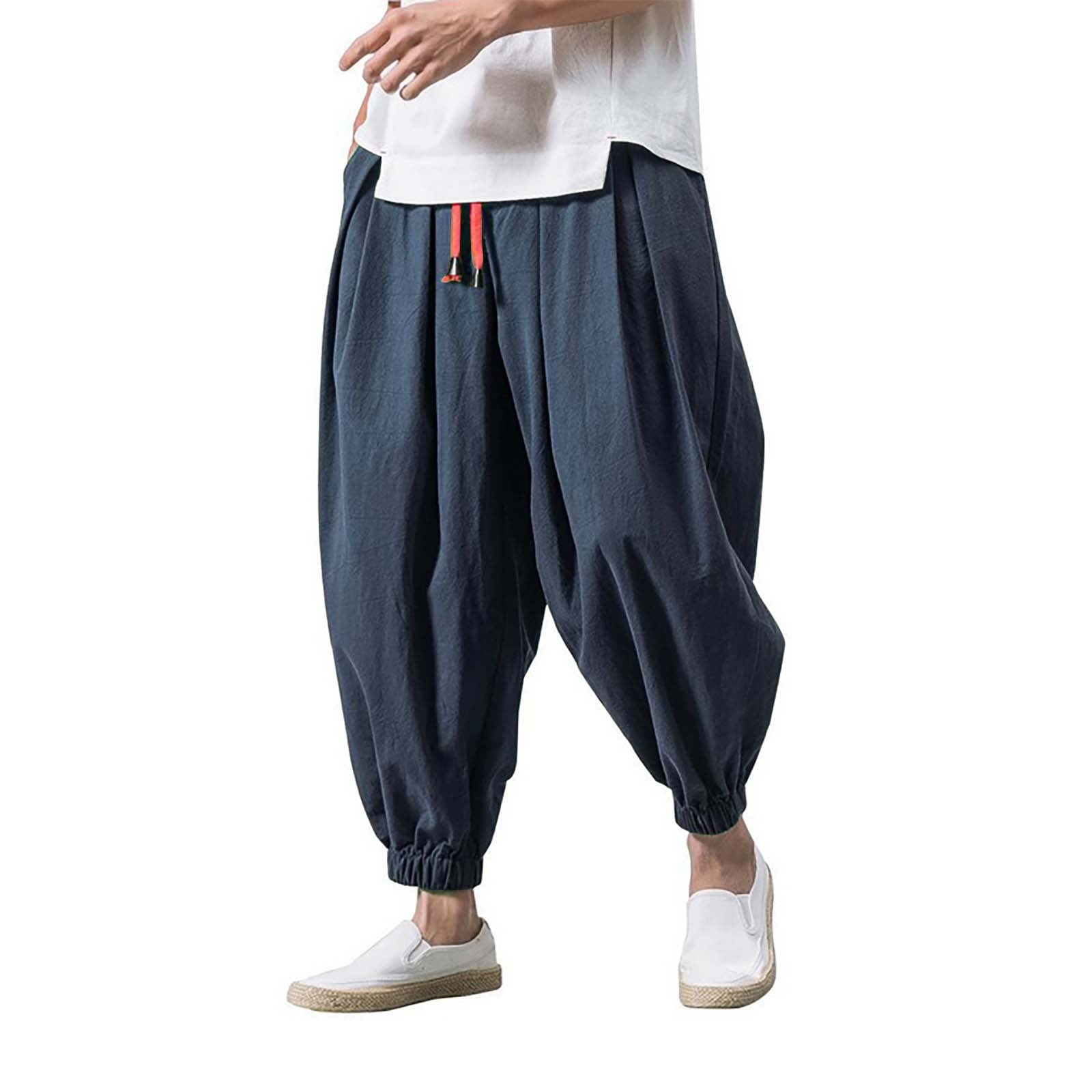 Fashion Loose Casual Wide Pants Men's Elasticated Pants Leg Fashion Loose Casual Wide Pants Men's Elasticated Pants Leg